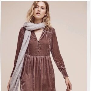 Anthropologie Holding Horses Crushed Velvet Purple MauveTunic ShirtDress sz. SP